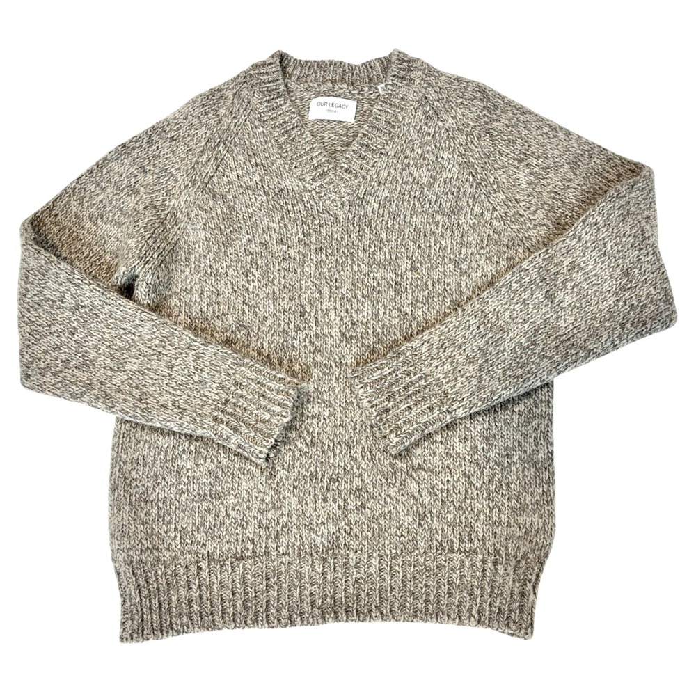 EUC Our Legacy 1980-81 V-Neck Alpaca, Wool Blend Sweater Sz 48/M  Heathered Gray